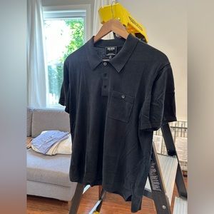 Todd Snyder M Black Knit Cotton/Silk Polo